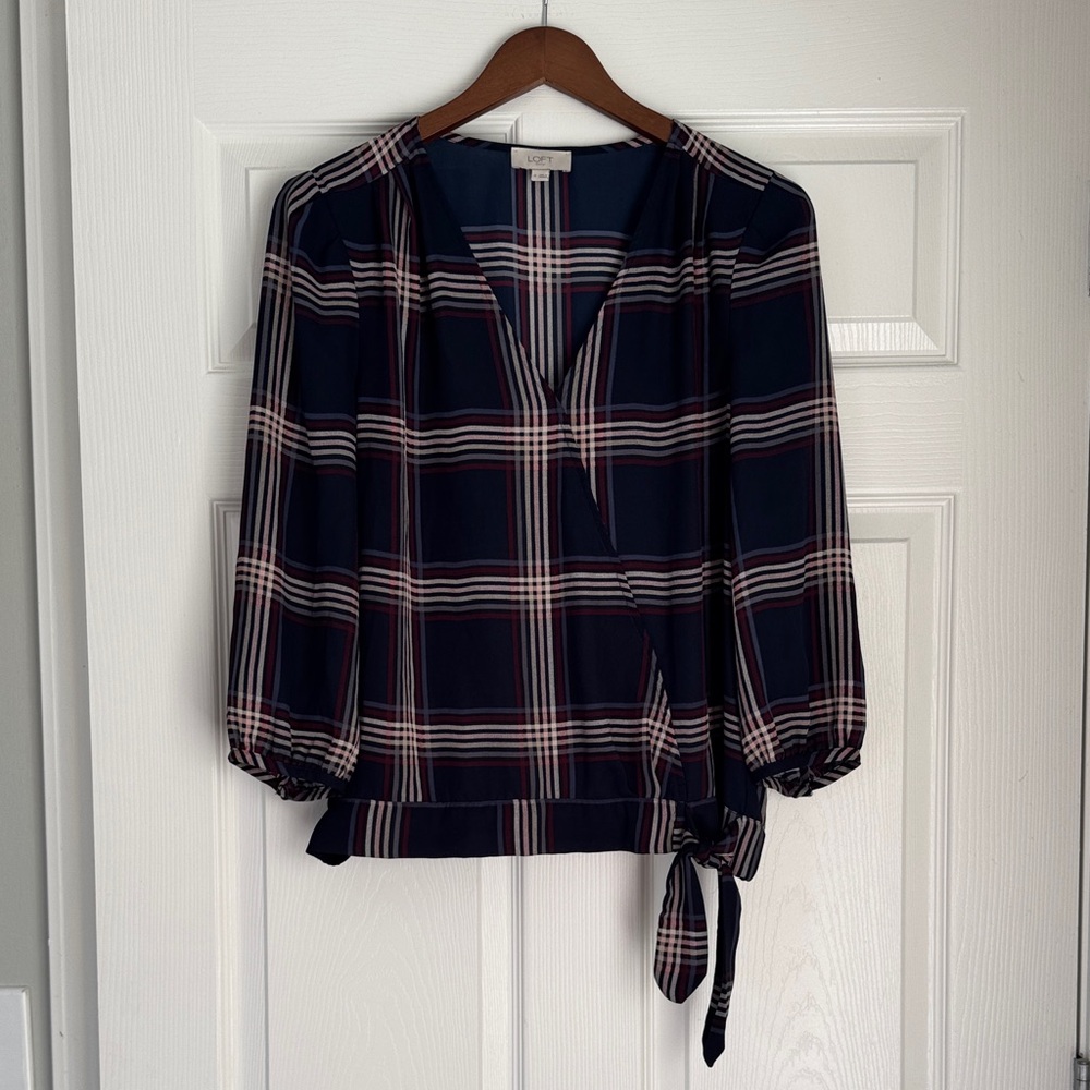 LOFT Women's Plaid Wrap Top